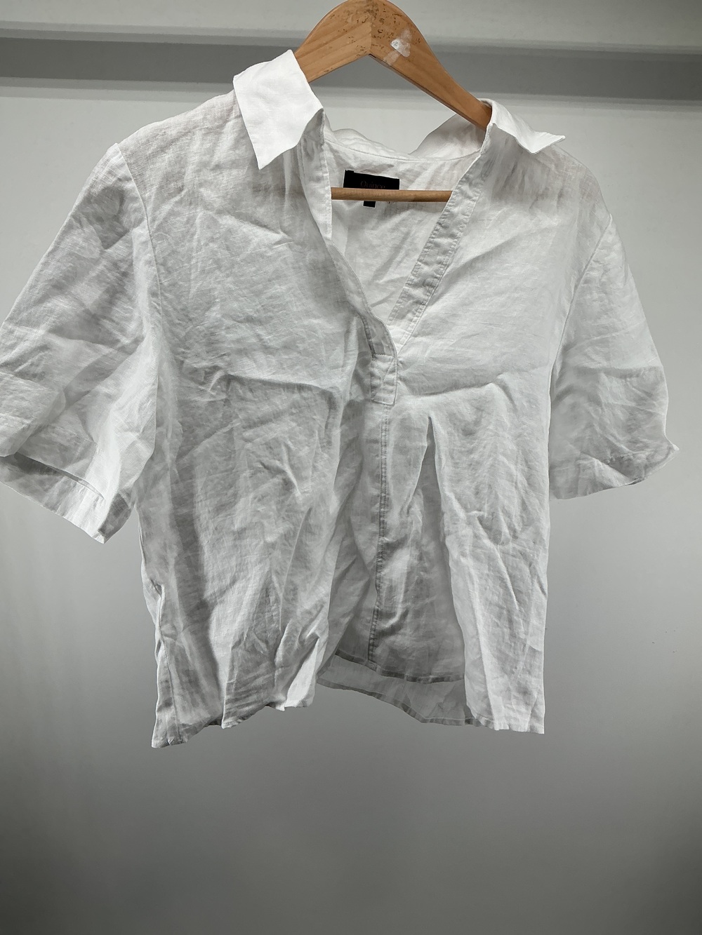 100% European Linen Short Sleeve Popover Top